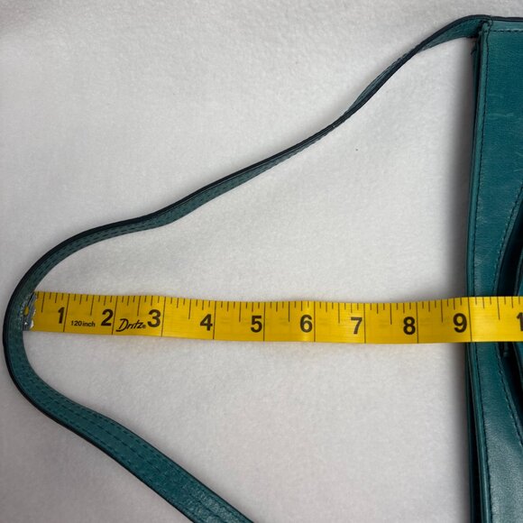 Kenneth Cole Reaction Teal-Colored Leather Shoulder Clutch Style Handbag - Picture 16 of 16